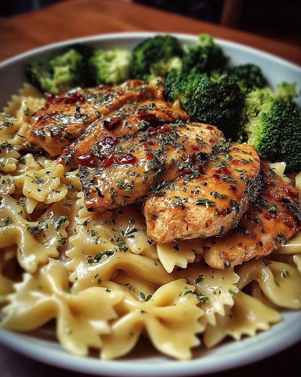Cowboy Butter Lemon Bowtie Chicken with Broccoli